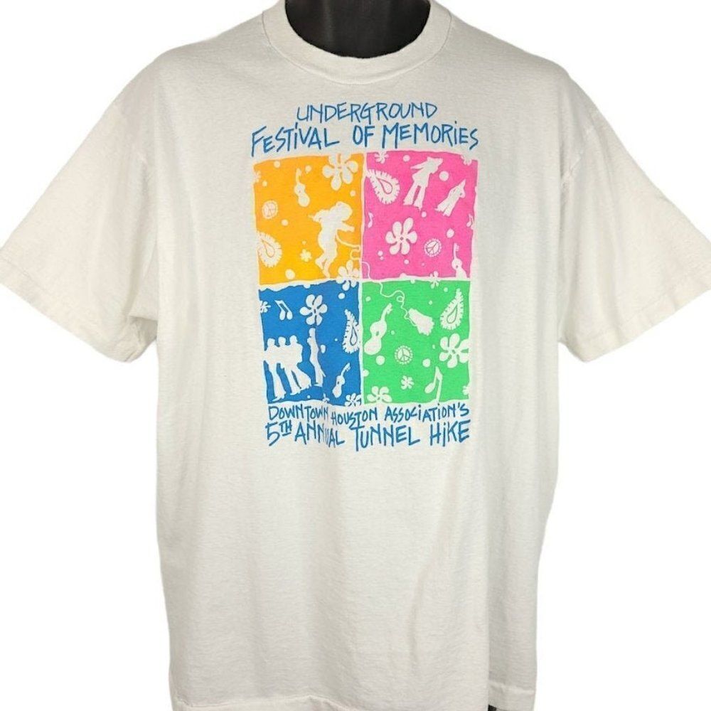 Houston Underground Tunnel Hike T Shirt Vintage 90s Festival Made In USA Mens XL